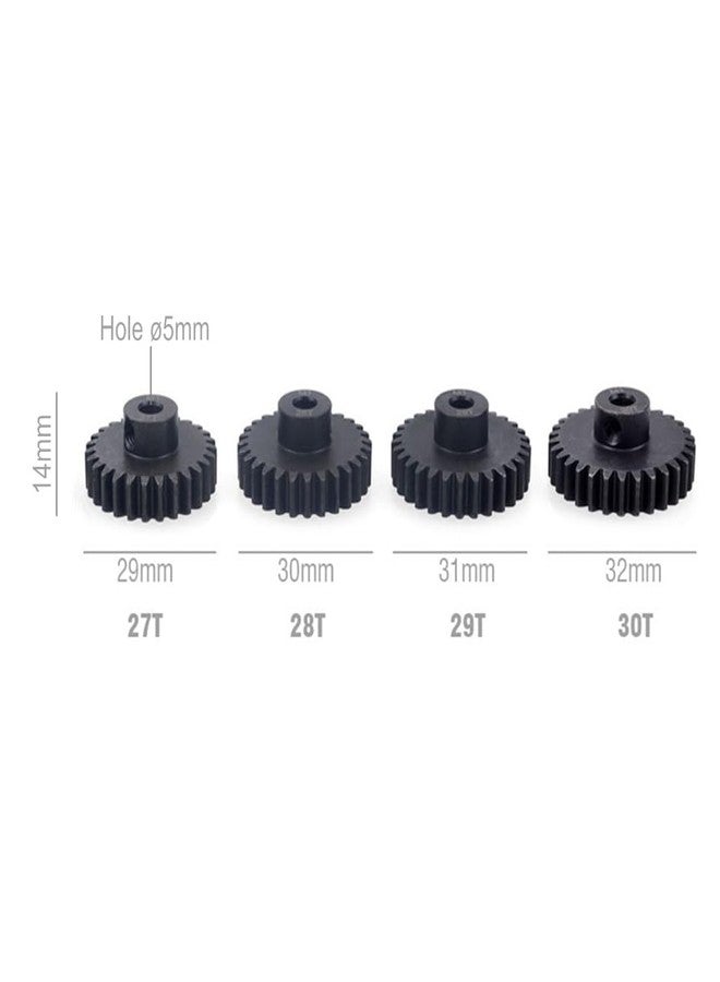 KingVal Replacement 4PCS M1 Hole Diameter 5mm 27T 28T 29T 30T Steel Pinion Motor Gear Compatible with 1/8 RC Car Brushed Brushless Motor - Image 2